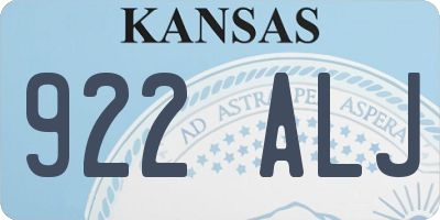 KS license plate 922ALJ