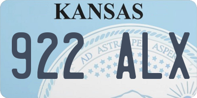 KS license plate 922ALX