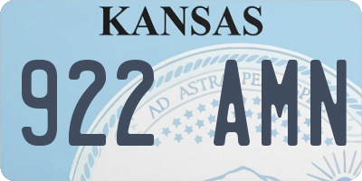 KS license plate 922AMN
