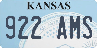 KS license plate 922AMS