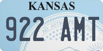 KS license plate 922AMT