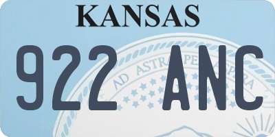KS license plate 922ANC