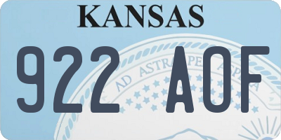 KS license plate 922AOF