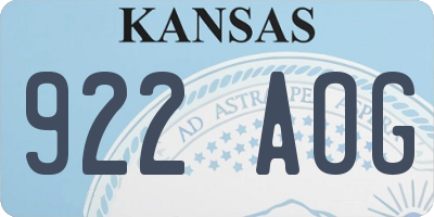 KS license plate 922AOG