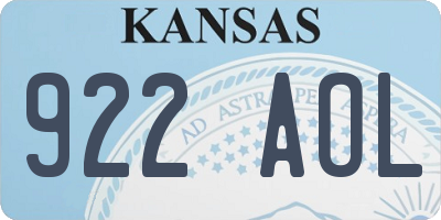 KS license plate 922AOL
