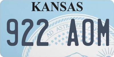 KS license plate 922AOM