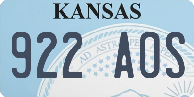 KS license plate 922AOS