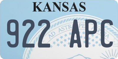 KS license plate 922APC