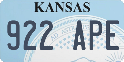 KS license plate 922APE