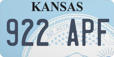 KS license plate 922APF