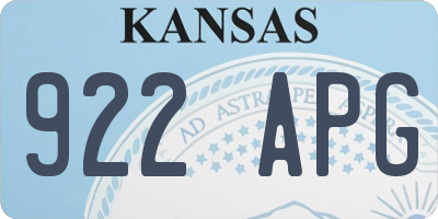 KS license plate 922APG