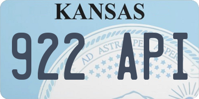 KS license plate 922API
