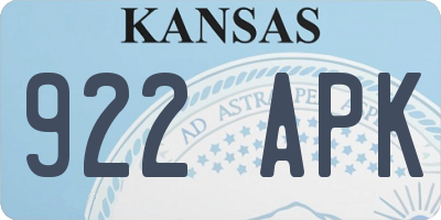 KS license plate 922APK