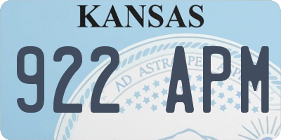 KS license plate 922APM