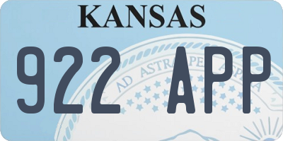 KS license plate 922APP