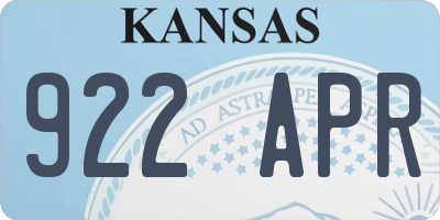 KS license plate 922APR
