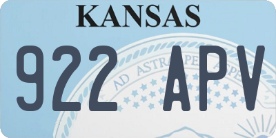 KS license plate 922APV