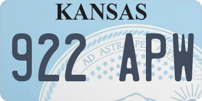 KS license plate 922APW
