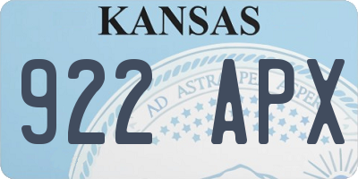 KS license plate 922APX