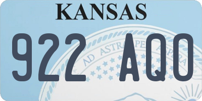 KS license plate 922AQO
