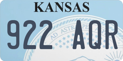 KS license plate 922AQR
