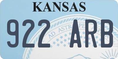 KS license plate 922ARB