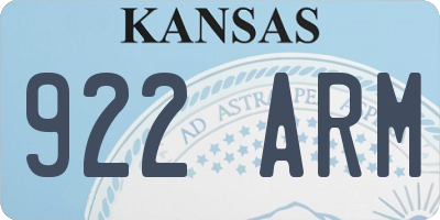 KS license plate 922ARM