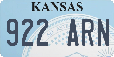 KS license plate 922ARN