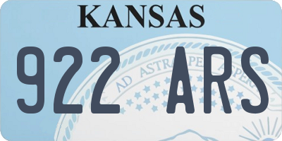 KS license plate 922ARS