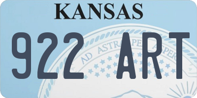 KS license plate 922ART