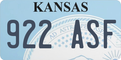 KS license plate 922ASF