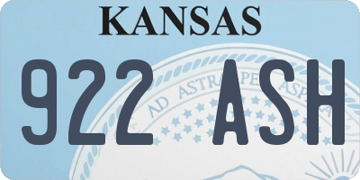 KS license plate 922ASH