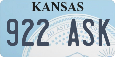 KS license plate 922ASK