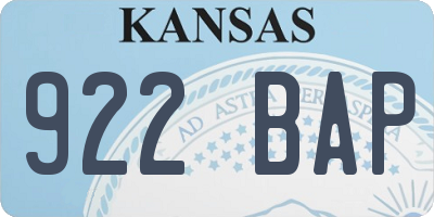 KS license plate 922BAP