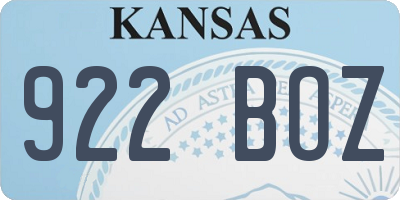 KS license plate 922BOZ