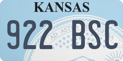 KS license plate 922BSC