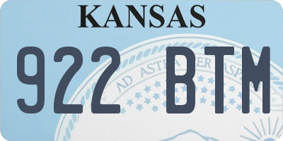 KS license plate 922BTM
