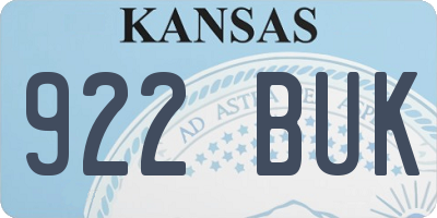 KS license plate 922BUK