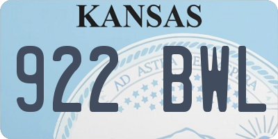 KS license plate 922BWL