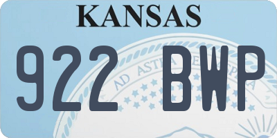 KS license plate 922BWP