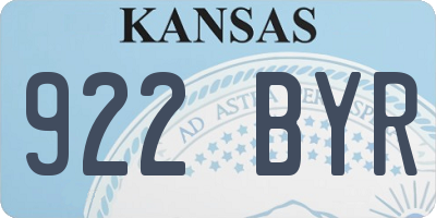 KS license plate 922BYR