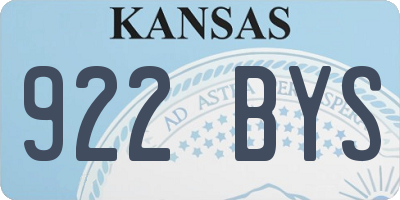 KS license plate 922BYS