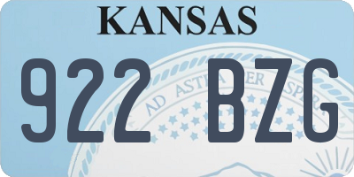 KS license plate 922BZG