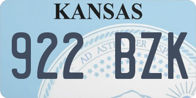 KS license plate 922BZK