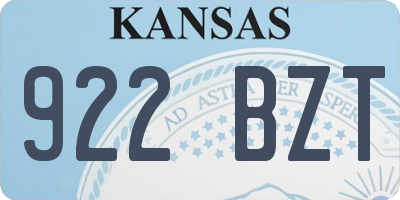 KS license plate 922BZT