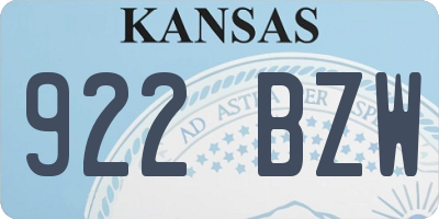 KS license plate 922BZW
