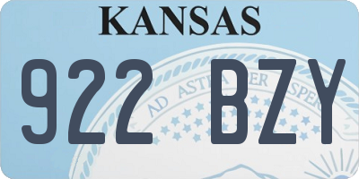 KS license plate 922BZY