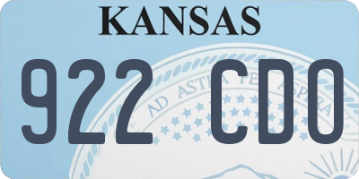 KS license plate 922CDO