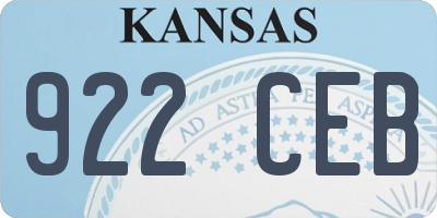 KS license plate 922CEB