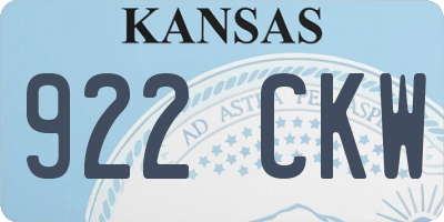 KS license plate 922CKW